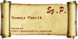 Szencz Patrik névjegykártya
