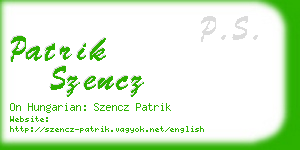 patrik szencz business card